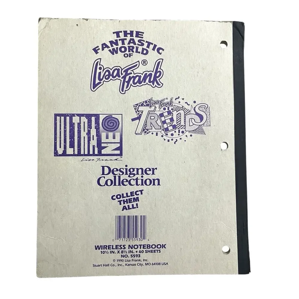 Vtg Lisa Frank I Love To Shop Wireless Paper Notebook Designer Collection 1990